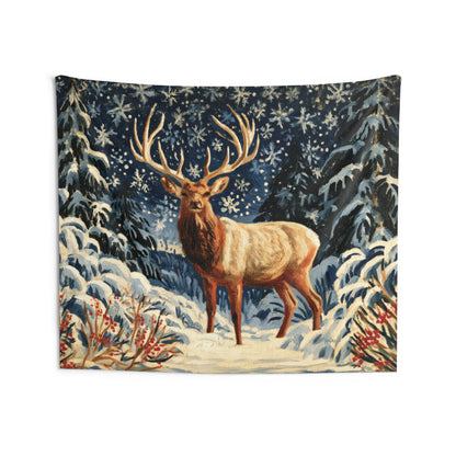 ELK WITH SNOWFLAKES - Wall Tapestry