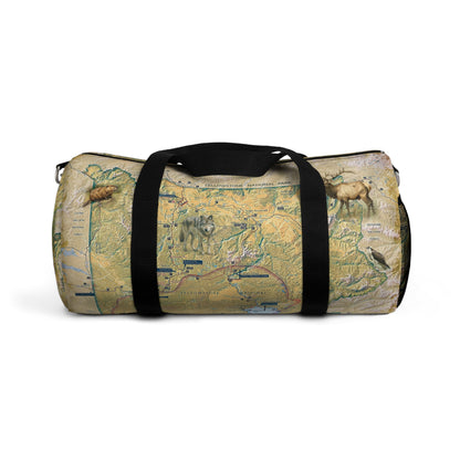 Yellowstone National Park Duffle Bag  - Vintage Map with Wildlife