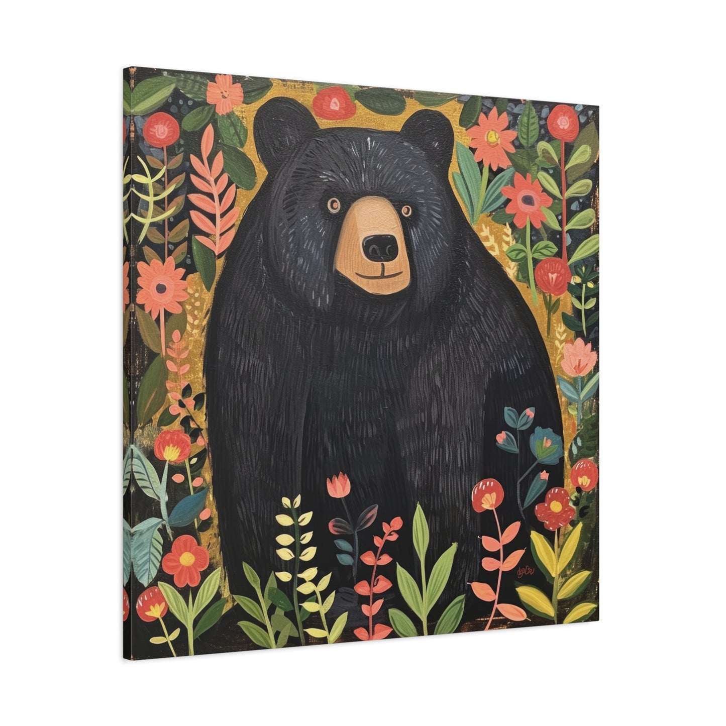 BLACK BEAR AND WILDFLOWERS