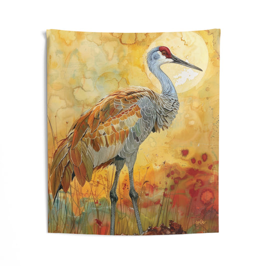 SANDHILL CRANE GLOWING - Wall Tapestry