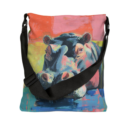 COLORFUL HIPPOs  - Adjustable Tote Bag