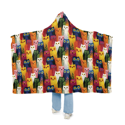 PARLIAMENT OF OWLS  - Hooded Fleece Blanket