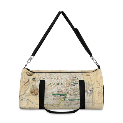 ZION NATIONAL PARK Duffle Bag - Vintage Map with Wildlife