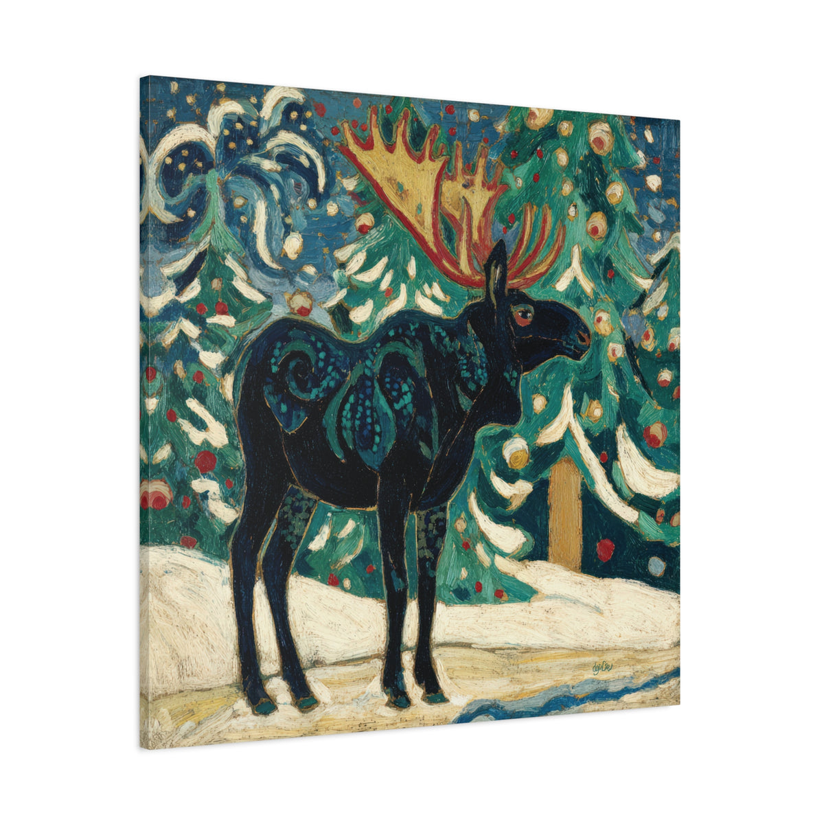 SNOWY NIGHT MOOSE