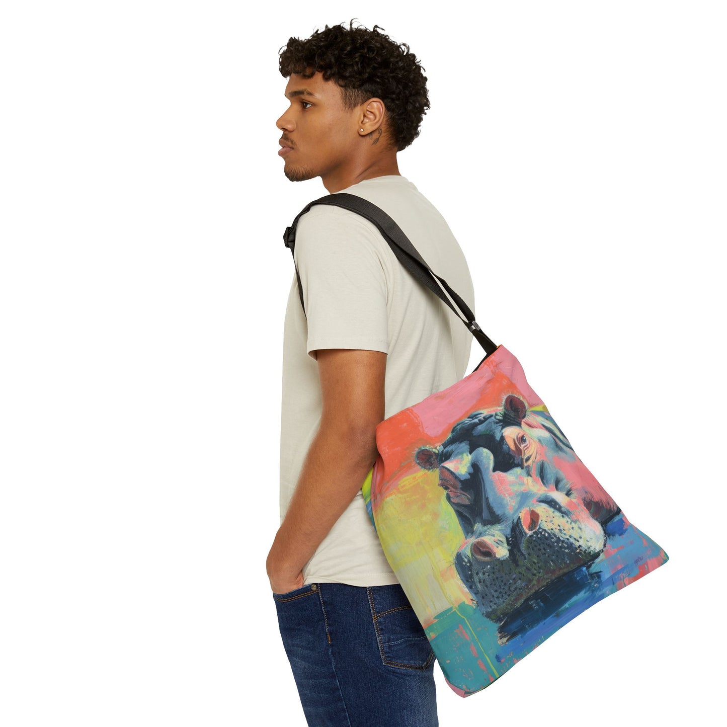 COLORFUL HIPPOs  - Adjustable Tote Bag