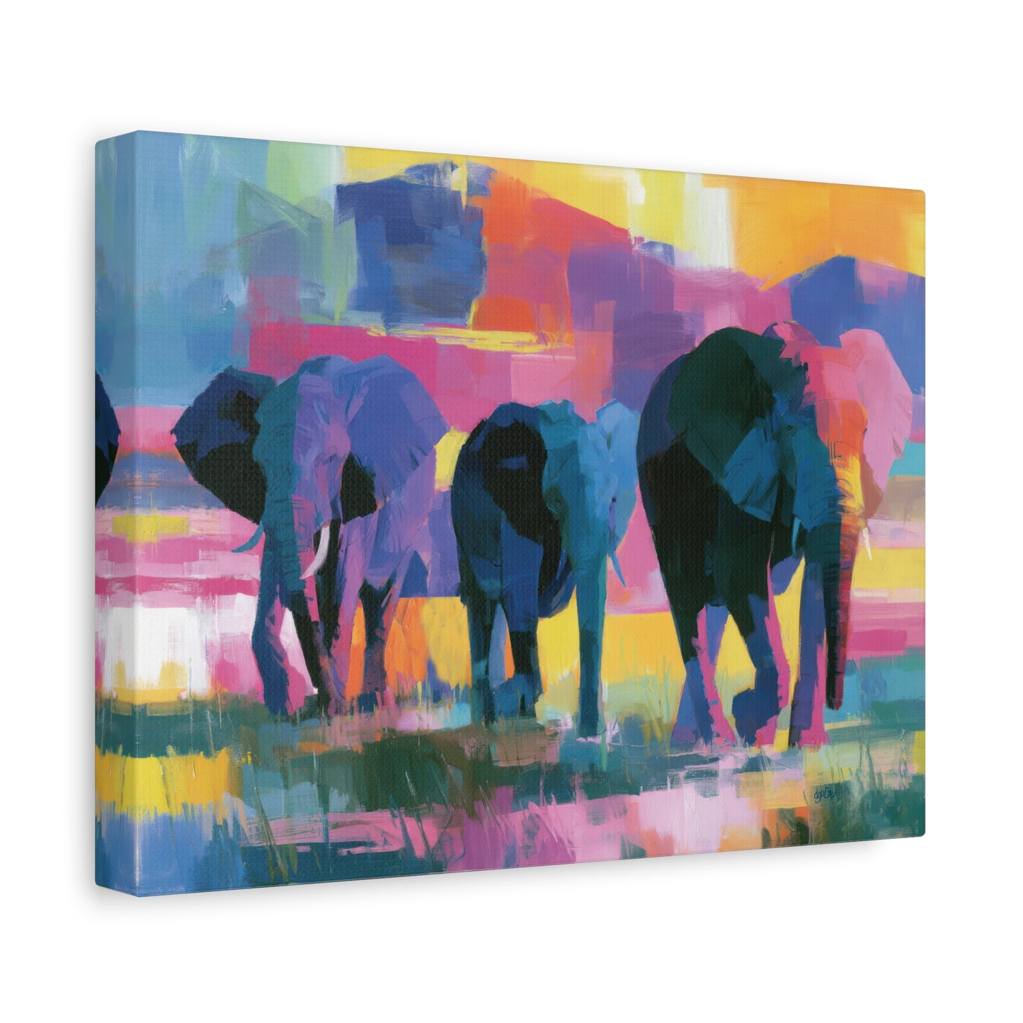 Dawn Sojourn — Luminous Safari Elephant Canvas Art