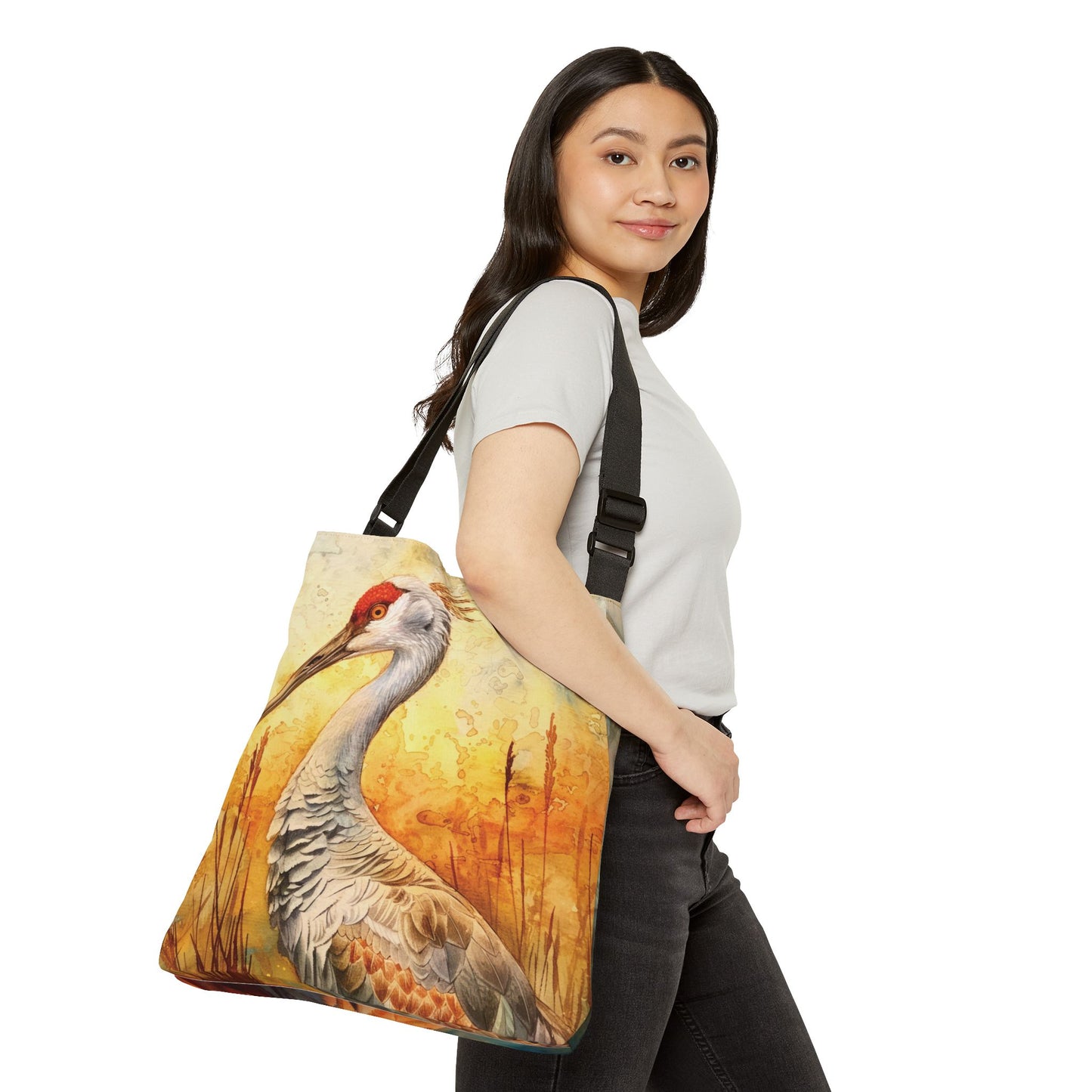 WATERCOLOR CRANE – Adjustable Tote Bag