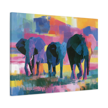 Dawn Sojourn — Luminous Safari Elephant Canvas Art