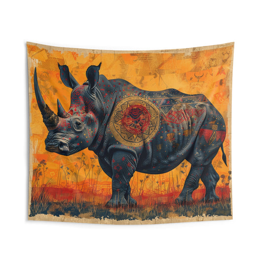 RHINO AFRICAN TRIBAL - Wall Tapestry