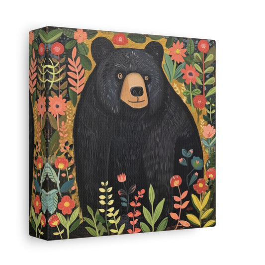 BLACK BEAR AND WILDFLOWERS