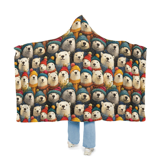 I LOVE POLAR BEARS - Hooded Fleece Blanket