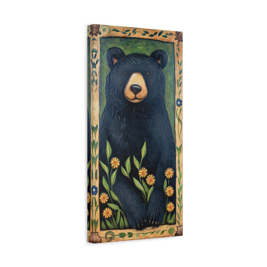 BLACK BEAR WITH DAISIES