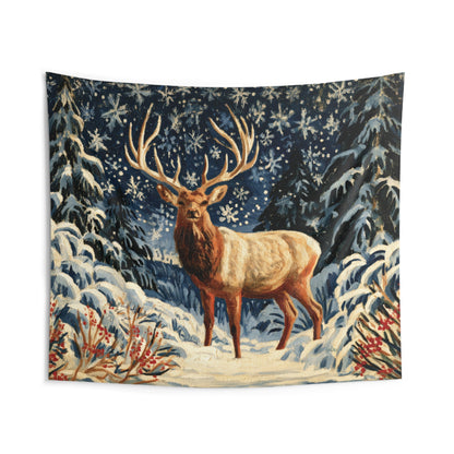 ELK WITH SNOWFLAKES - Wall Tapestry
