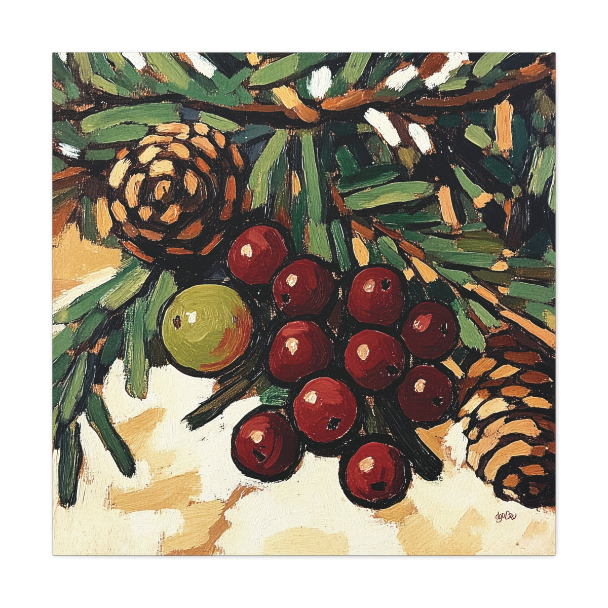 Winter Woodland Botanicals — 16×16 Canvas Set of Four