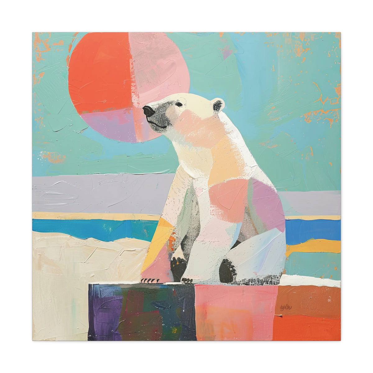PASTEL POLAR BEARS — 6×6 CANVAS SET OF FOUR