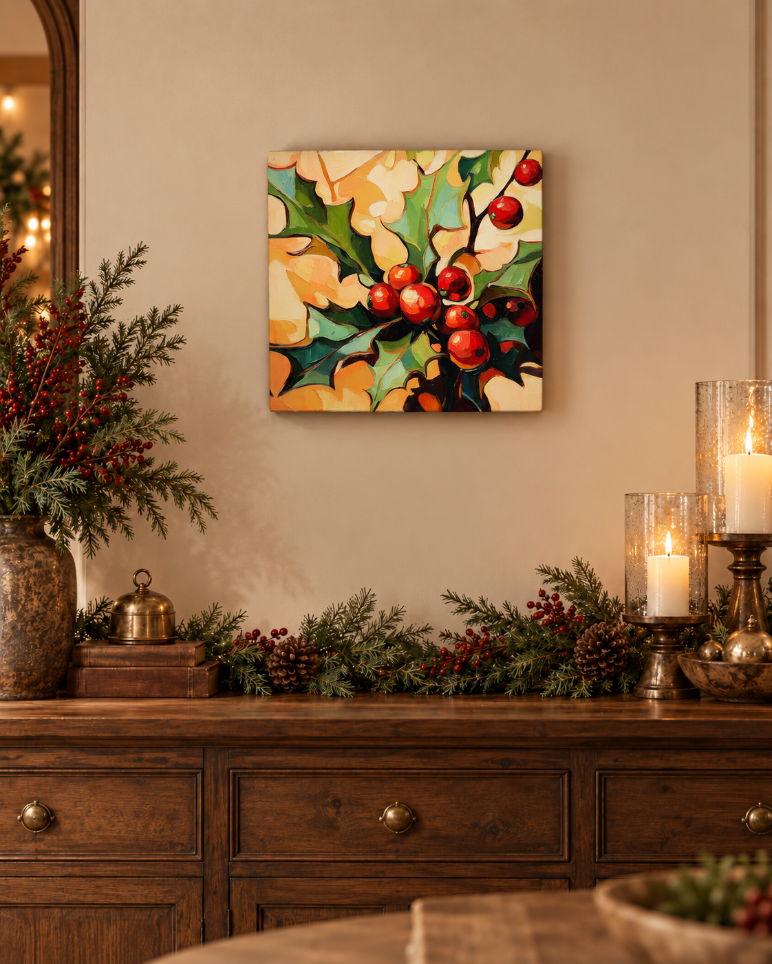 Winter Woodland Botanicals — 16×16 Canvas Set of Four
