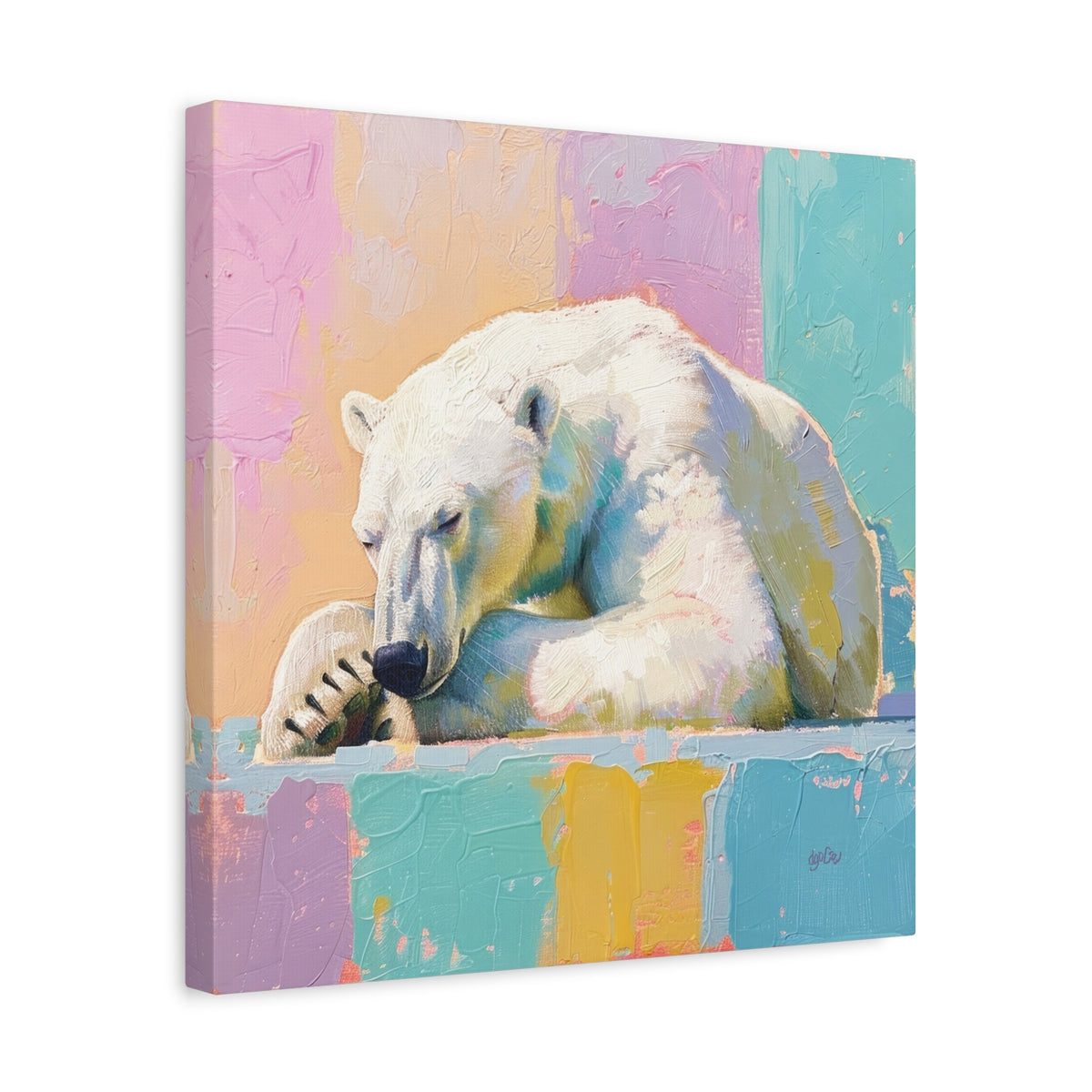 PASTEL POLAR BEARS — 16×16 CANVAS SET OF FOUR