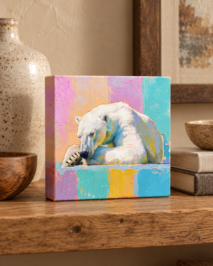PASTEL POLAR BEARS — 6×6 CANVAS SET OF FOUR