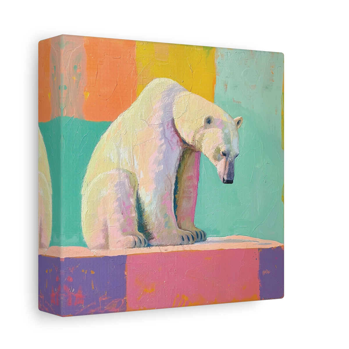 PASTEL POLAR BEARS — 6×6 CANVAS SET OF FOUR