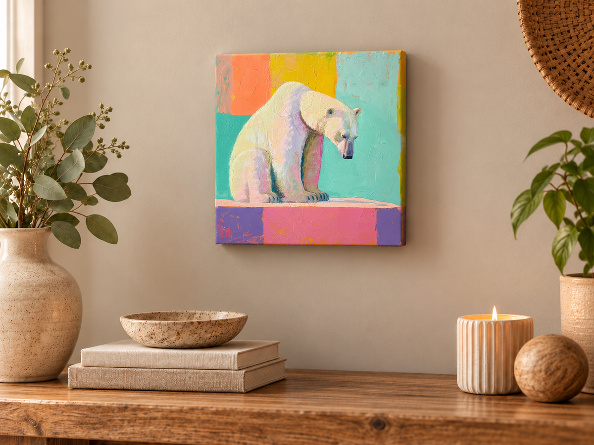 PASTEL POLAR BEARS — 16×16 CANVAS SET OF FOUR