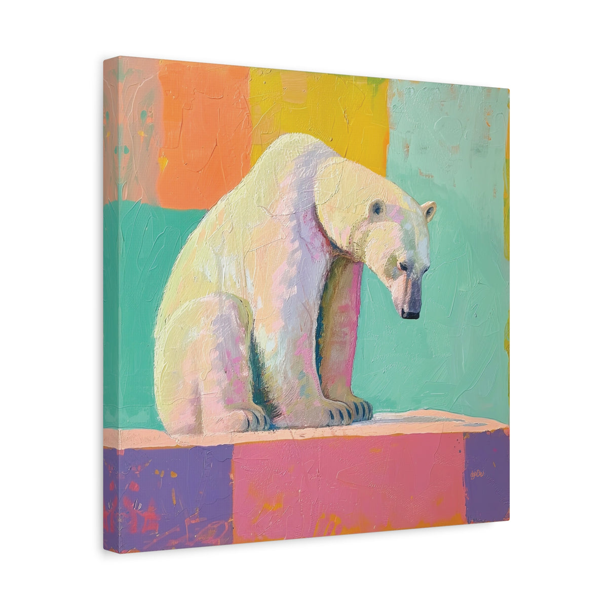 PASTEL POLAR BEARS — 16×16 CANVAS SET OF FOUR