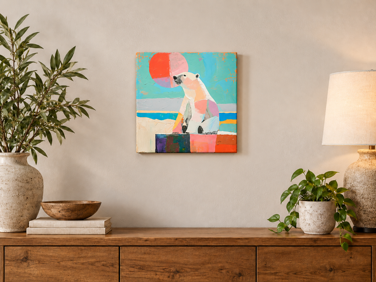 PASTEL POLAR BEARS — 16×16 CANVAS SET OF FOUR