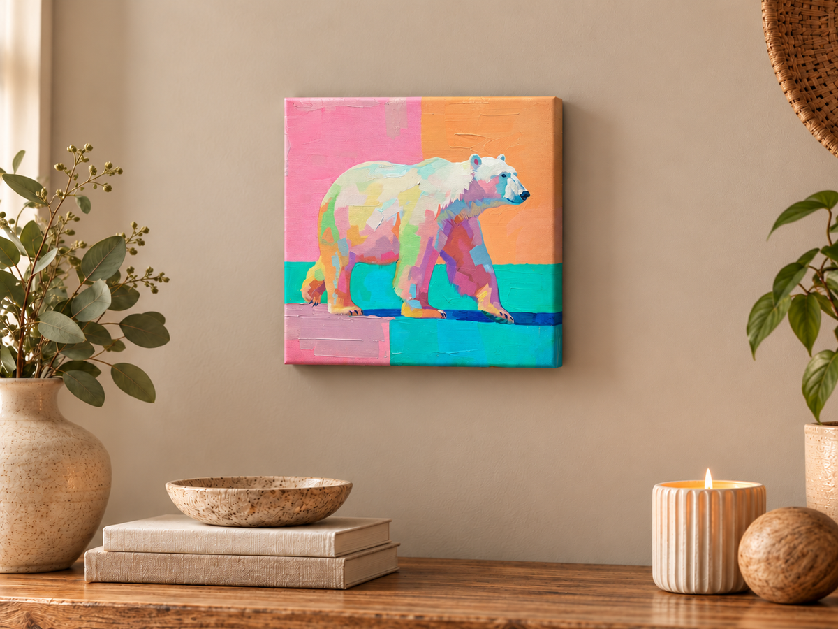 PASTEL POLAR BEARS — 16×16 CANVAS SET OF FOUR