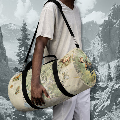 ROCKY MOUNTAIN NATIONAL PARK Duffel Bag - Vintage Map with Wildlife