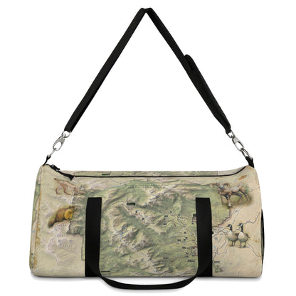ROCKY MOUNTAIN NATIONAL PARK Duffel Bag - Vintage Map with Wildlife