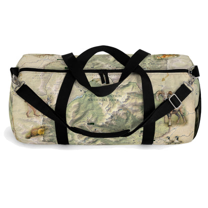 ROCKY MOUNTAIN NATIONAL PARK Duffel Bag - Vintage Map with Wildlife