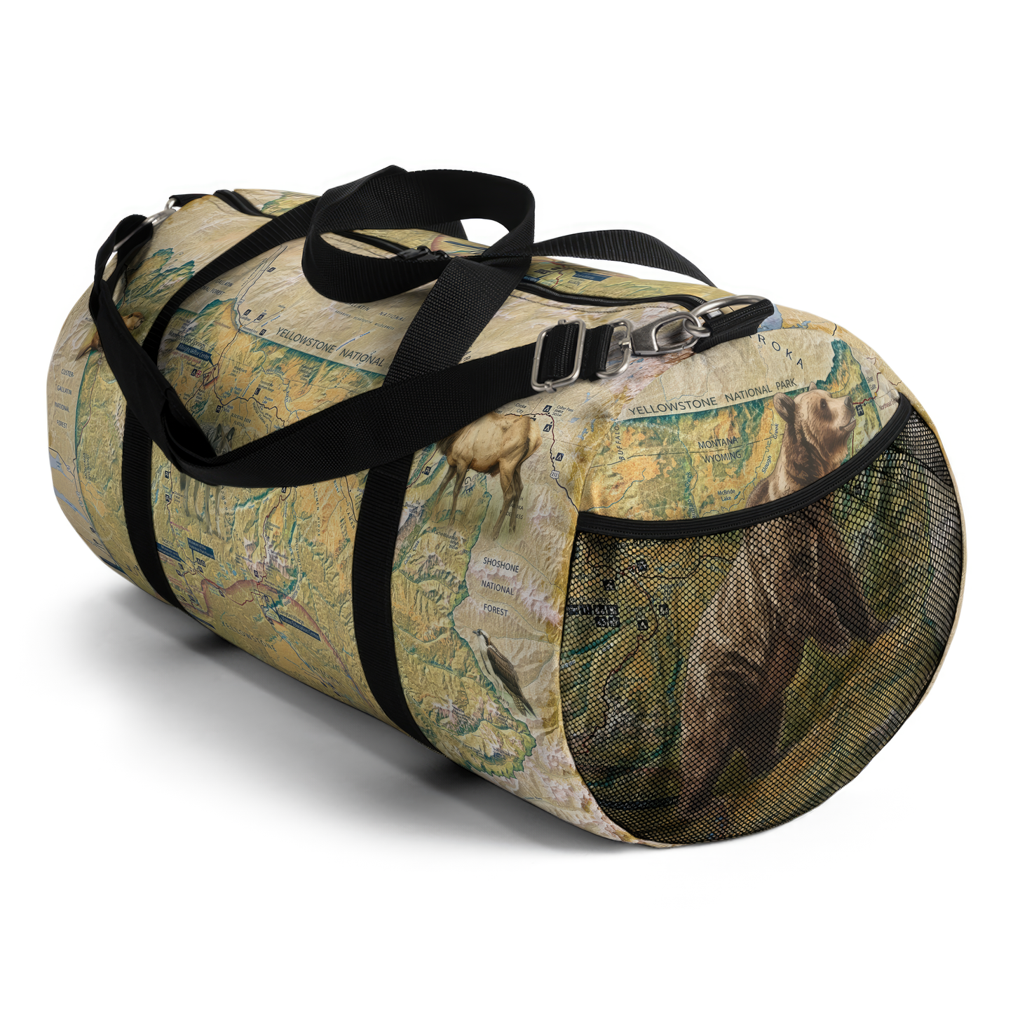 Yellowstone National Park Duffle Bag  - Vintage Map with Wildlife