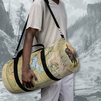 Yellowstone National Park Duffle Bag  - Vintage Map with Wildlife
