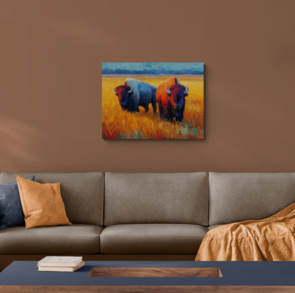 BISON IN FALL GRASS