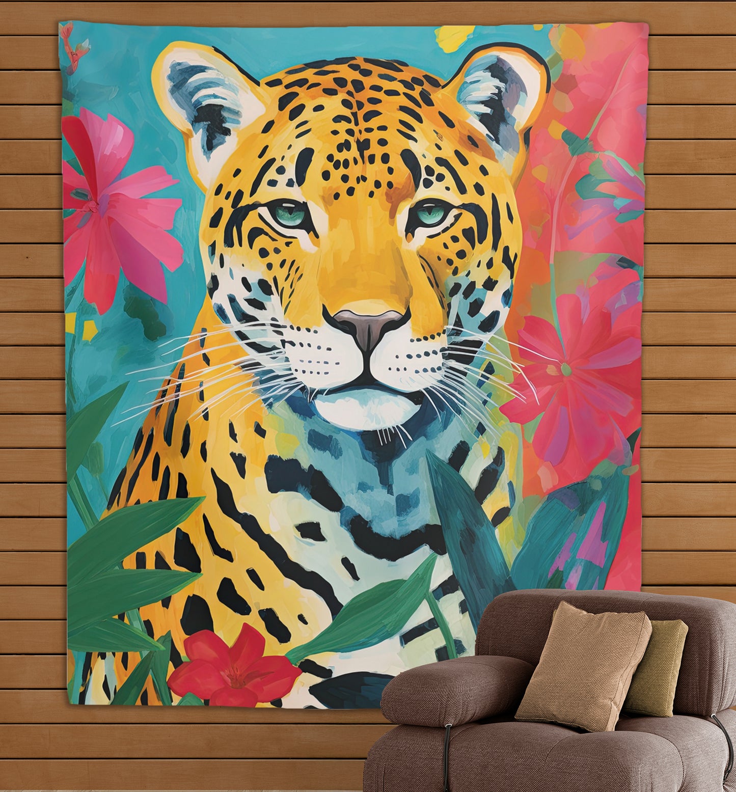 JAGUAR - TROPICAL BLUE  - Wall Tapestry