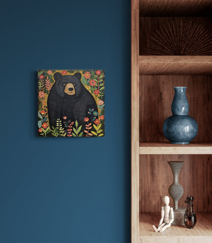 BLACK BEAR AND WILDFLOWERS