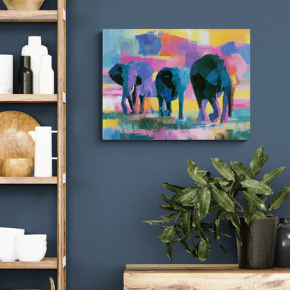 Dawn Sojourn — Luminous Safari Elephant Canvas Art