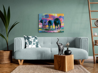 Dawn Sojourn — Luminous Safari Elephant Canvas Art