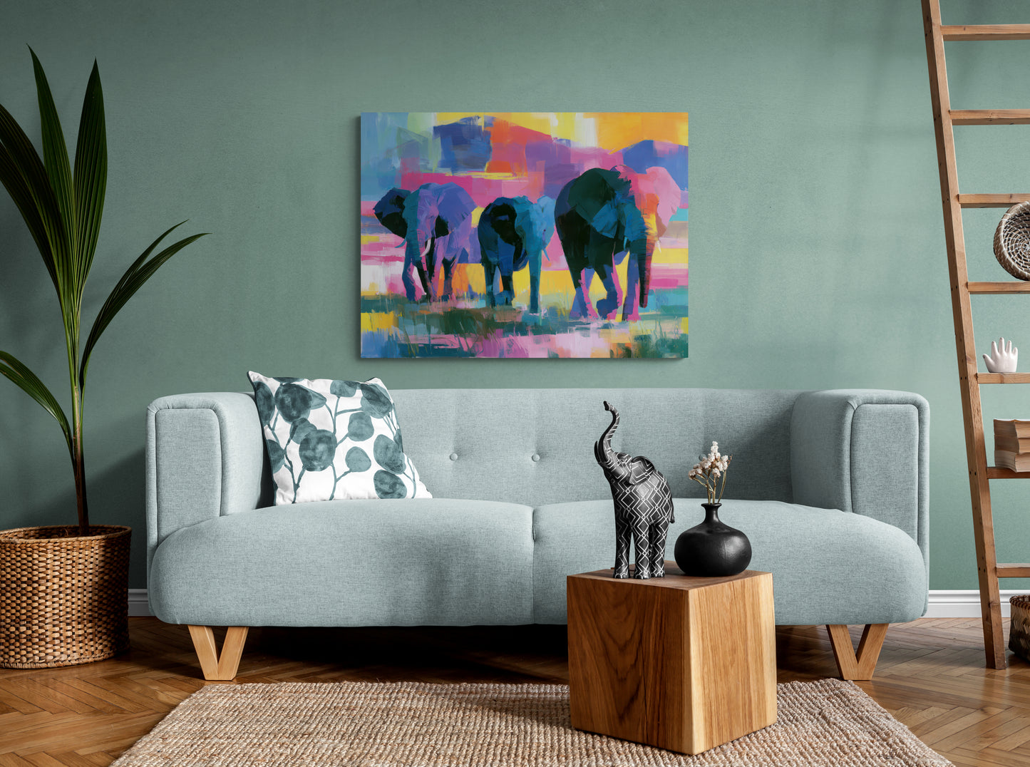 Dawn Sojourn — Luminous Safari Elephant Canvas Art