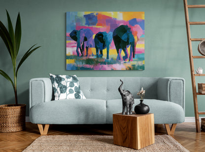 Dawn Sojourn — Luminous Safari Elephant Canvas Art