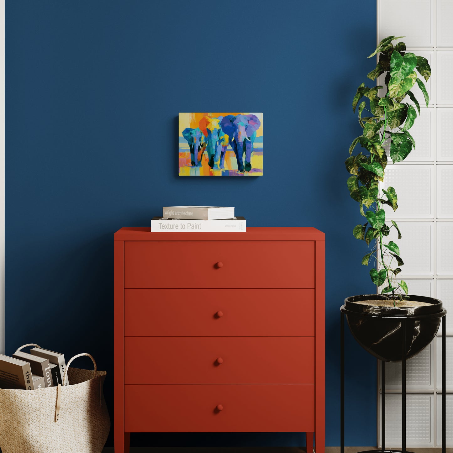 High Noon — Vibrant Elephant Canvas Art