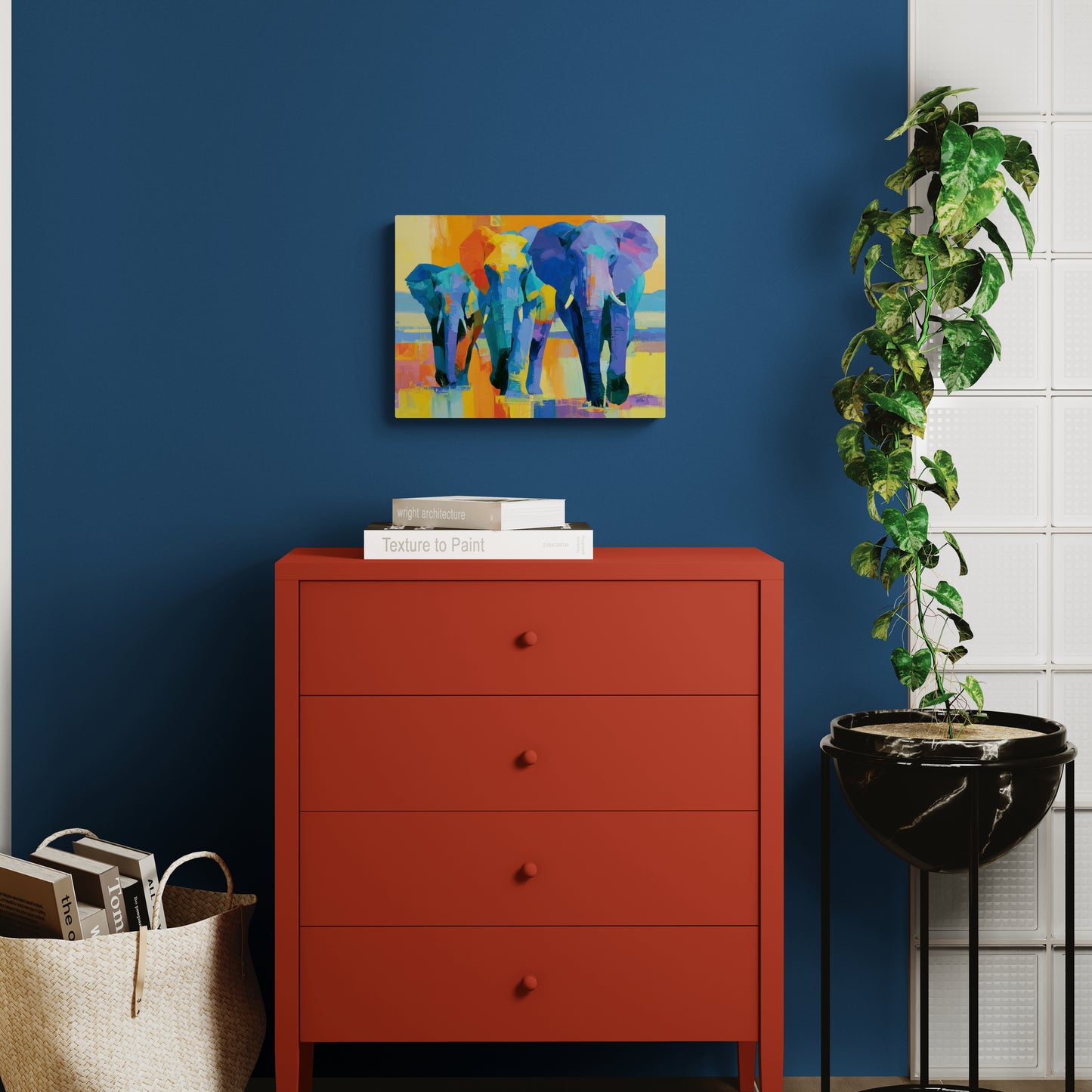 High Noon — Vibrant Elephant Canvas Art