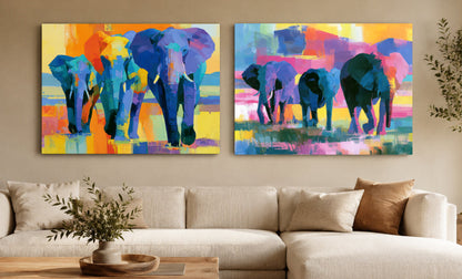 Dawn Sojourn — Luminous Safari Elephant Canvas Art