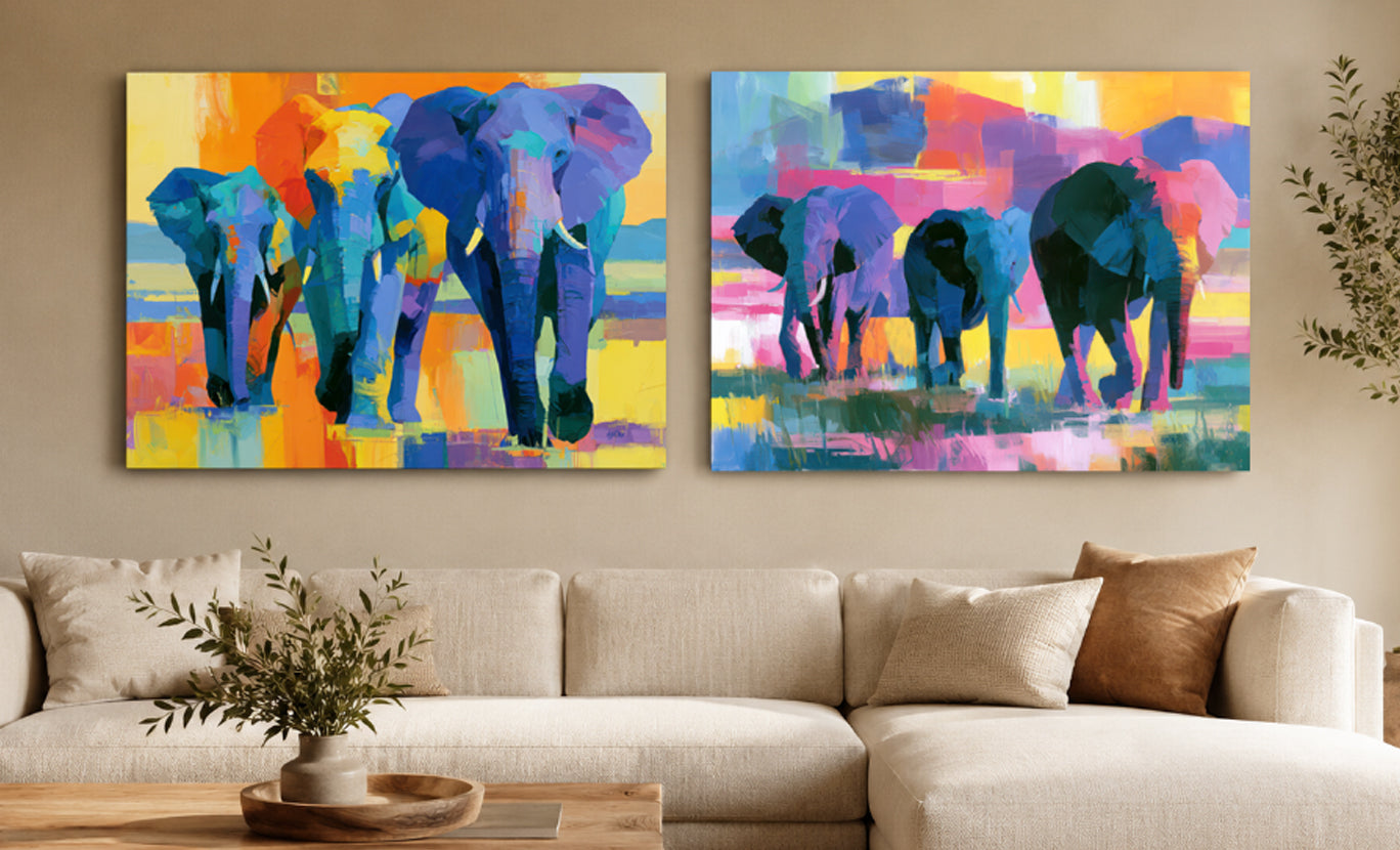 High Noon — Vibrant Elephant Canvas Art