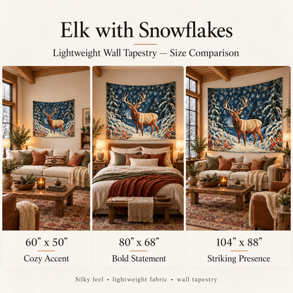 ELK WITH SNOWFLAKES - Wall Tapestry