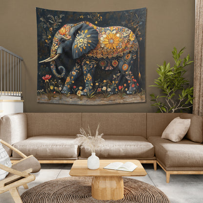 FLORAL ELEPHANT BOUNTY - Wall Tapestry