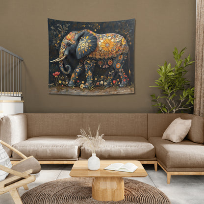 FLORAL ELEPHANT BOUNTY - Wall Tapestry