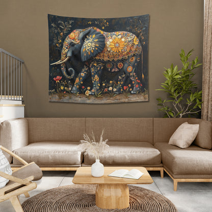 FLORAL ELEPHANT BOUNTY - Wall Tapestry