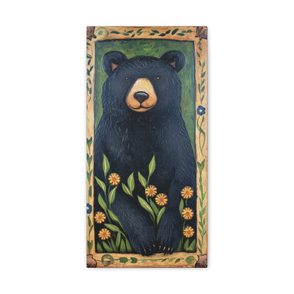 BLACK BEAR WITH DAISIES