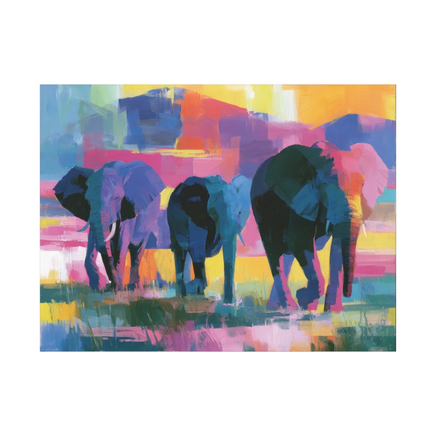 Dawn Sojourn — Luminous Safari Elephant Canvas Art