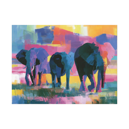 Dawn Sojourn — Luminous Safari Elephant Canvas Art
